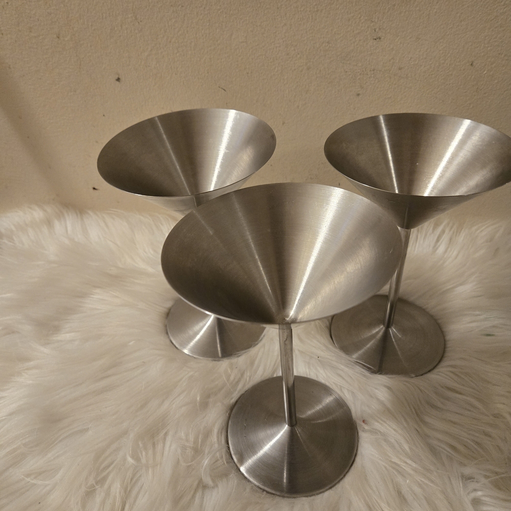 Stainless Steel Martini Glasses Set of 3